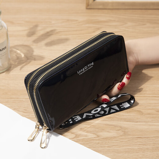 New women's long wallet double zipper mobile phone bag student laser wallet large capacity clutch soft coin wallet yellow