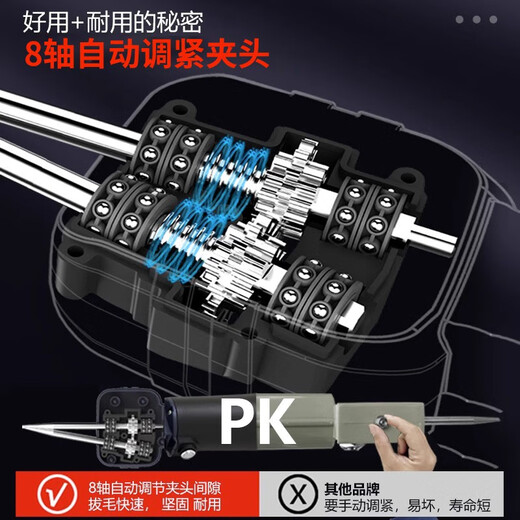 Baihaojia Feathering Artifact Electric Chicken, Duck and Goose Poultry Feathering Device Household Duck Killing and Depilation Machine Commercial Fully Automatic Feathering Device Rechargeable Luxury Model 1 Set of Machine + Spare Chuck Upgraded Adjustable Chuck丨Pure Copper High Power Dual Motors