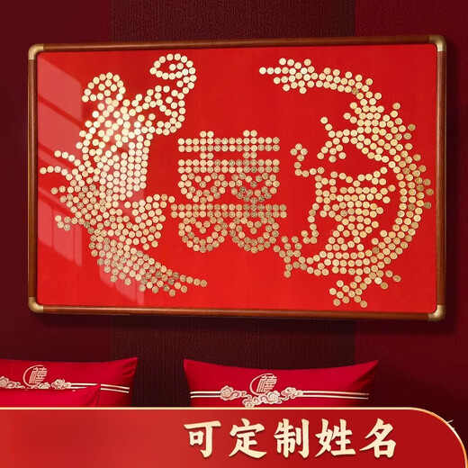 梦动龙凤呈祥喜字五毛钱硬币相框结婚百喜图模板手工定制送闺蜜礼物 80x120龙凤呈祥【约需829枚币】铝合金框 模板+硬币胶【不含相框 不含喜字】