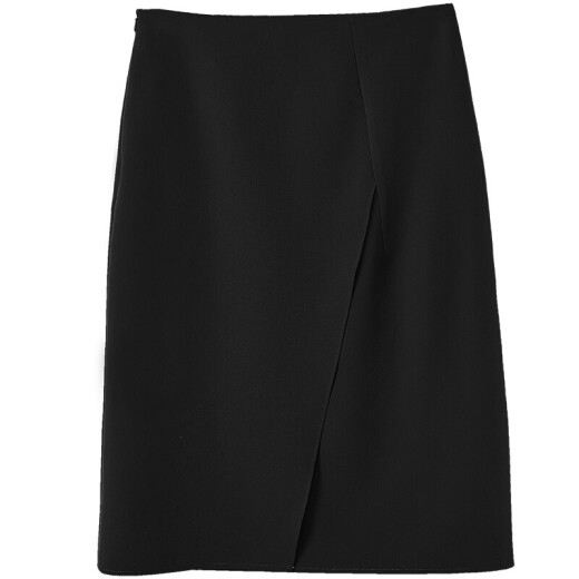 Shandubila Solid Color Irregular Skirt Women's Fashion Commuting A-Line Skirt 193Q1426379 Black XL