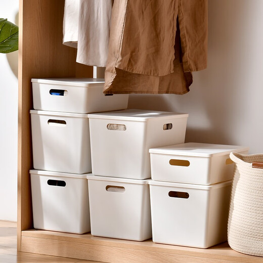Bailu debris storage basket storage box student dormitory desktop plastic cosmetic storage box with lid kitchen finishing box low storage box (with lid)