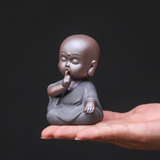 Jiuzao purple sand tea pet creative ornaments boutique four novice monks tea ceremony tea art tea tray accessories decoration jewelry black gold sand-four no set/CYY