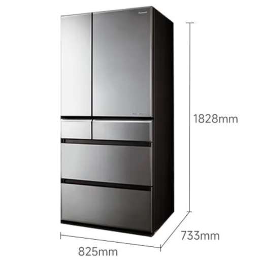 Panasonic NR-F673WX-X5 659 litres Réfrigérateur multi-portes importé d'origine au Japon, fabrication automatique de glace automatique refroidie par l'air, stérilisation nanoyi x et nettoyage des odeurs, panneau de verre miroir Agate Black