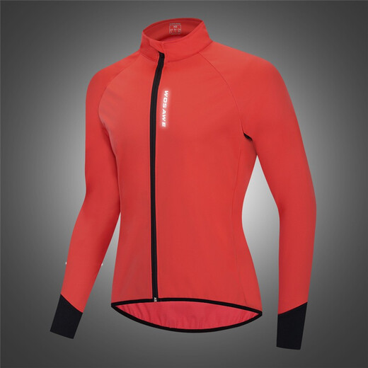 WOSAWE Spring and Autumn Cycling Jacket Long Sleeve Top Windproof Warm Mountain Bike Outdoor Sports Leisure Bicycle Clothes Orange-Red Jacket-BL275 3XL (suitable for 195Jin [Jin equals 0.5 kg] or above)