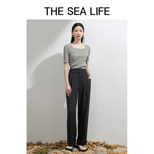THE SEA LIFE女士休闲裤欧海一生茶色直筒裤女秋冬休闲裤A12027 茶色 L