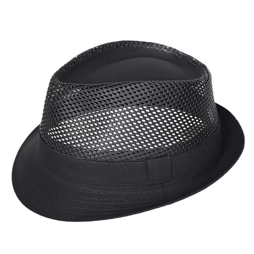 Hundred hat king Hundred hat king high-end summer hollow mesh top hat men gentleman linen sun hat straw hat middle-aged and elderly sun hat senile blue (export high-end fixed style) adjustable 56-57cm