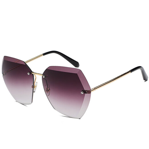 European and American large size square cut-edge sunglasses for women street photography versatile ocean piece sunglasses gold frame coffee piece as shown in the picture