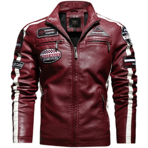 WODEPUS KISS new large size slim fit motorcycle riding jacket men's PU leather jacket autumn and winter plus velvet casual motorcycle soft leather jacket short black 2XL (recommended 155-180Jin [Jin equals 0.5 kg])