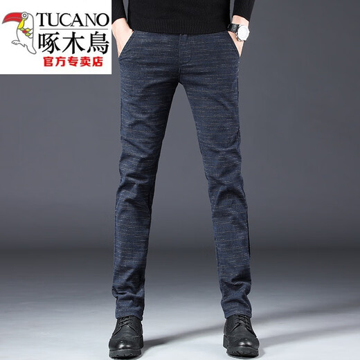 啄木鸟（TUCANO）休闲裤男春秋新款弹力修身西.裤子男潮流百搭格子男士直筒裤 WL688灰色 28 建议85~105斤