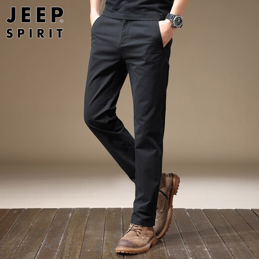 JEEP SPIRIT Jeep Casual Pants Men's Autumn and Winter Korean Style Pants Men's Business Stretch Straight Men's Pants Black 33