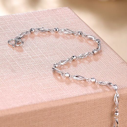 Saturday Fortune (ZLF) PT950 platinum bracelet for women, simple twisted piece, beaded bracelet, platinum bracelet, 3.52g 16cm + tail chain 2cm