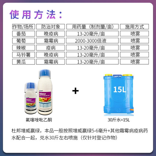 Corteva DuPont Zengwei Yinggreen 10% fluthiazolpyridone cucumber grape tomato late blight downy mildew fungicide 30ml (Zengwei single bottle)
