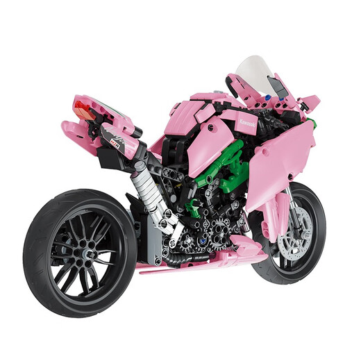 Kaichi Le Kawasaki H2 Motorcycle Assembly and Assembly Bloques de construcción de alta calidad BMW juguetes para automóviles deportivos para niños y niñas Kawasaki H2r Pink Motorcycle 838 partículas