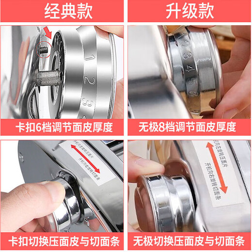Jingyan [Home Small Electric] Nudelmaschine Vollautomatischer Nudel Pressmaschine Elektrische Handelsmaschine kleine Haushaltsmaschine Multifunktionales Nudel kneten Knödelknödelhaut Heluo Nudelhaut Hauthaut Edelstahl-Maschine Zwei-Blatt-Typ [Nudelpressen + Dumpling-Haut + 3 Arten von Nudeldrücken].