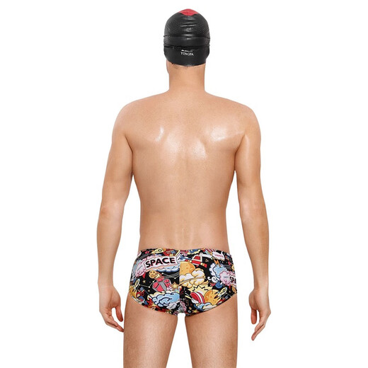 英发游泳衣男士成人三角游泳裤大童泳裤学生学游泳比赛竞赛专业 印花游泳裤 花色 L