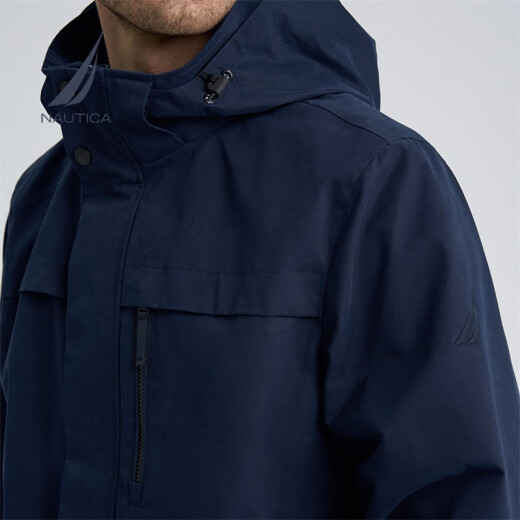 Nautica [Drop de una sola pieza] La ropa de otoño e invierno para hombres usa sombreros extraíbles y chaqueta gruesa de tres en una chaqueta gruesa de tres en uno Marina 4NV (223) XL