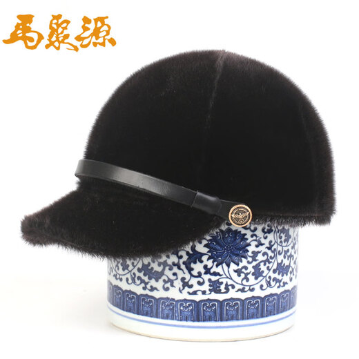 Majuyuan Chinese time-honored brand winter youth British small-brimmed top hat middle-aged and elderly retro hat seal wool sheepskin strip knight hat A seal baseball cap brown 56cm