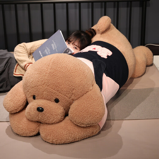 达威奇泰迪狗毛绒玩具睡觉抱枕女生趴趴狗公仔大型玩偶小白狗布娃娃仿真 白色baby趴趴狗  80厘米【精心挑选+亲肤舒适】