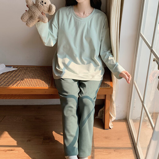 莫代尔睡衣女款带胸垫一体2025春秋新款大码长袖女士家居服套装 9201 L