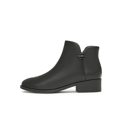 Tianmeiyi women's boots plus velvet mall same style retro ankle boots temperament commuting versatile women's short boots fashionable women's shoes black 36