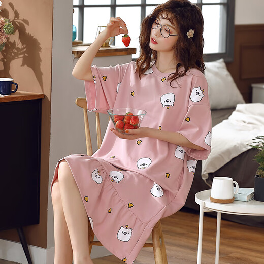 ZHIDOUDOU nightgown for women Xia Anxin cotton loose fat mm200Jin Jin is equal to 0.5kg plus fat plus size pregnant women fat sister cotton pajamas for women f6627 10XL m (recommended 80-100Jin Jin is equal to 0.5kg