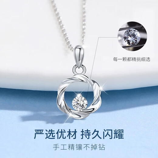 Farcoko brand pt950 platinum necklace women's platinum clavicle chain fashion jewelry Valentine's Day birthday gift for girlfriend pt950 platinum necklace + Möbius strip pendant - exquisite high-end gift box