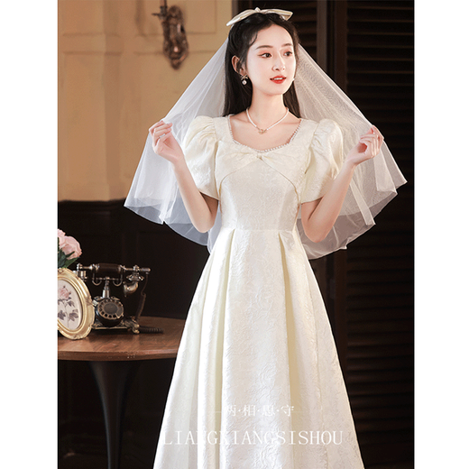 SAIDELE evening dress women's banquet temperament light luxury niche high-end French certificate registration engagement white skirt adult white S (recommended 86-95 Jin [Jin equals 0.5 kg])