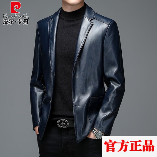 Pierre Cardin Marke High-End-Herren-Leder-Leder-Lederjacke für Herren Schaffell Frühling und Herbstanzug Jacke Slim Casual Single Lederanzug schwarz 186 Modelle 185/A (xxl)
