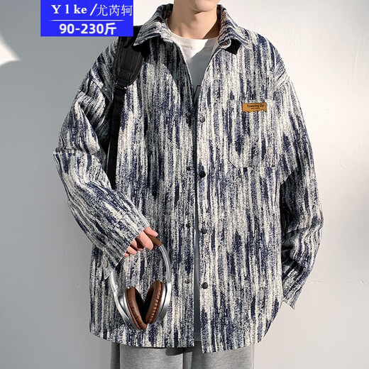 
You Ruike Fatty 230Jin [Jin equals 0.5 kg] Large Size TikTok Autumn Large Size Retro Tie Dye Printed Work Jacket Men's Casual Handsome Jacket A001-J683 Black 4XL Suitable (200-210Jin [Jin equals 0.5 kg])