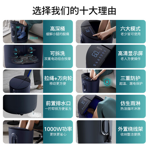 Philips foot bath, heated foot bath, fully automatic massage foot bath, intelligent constant temperature heated foot bath 3302F, birthday gifts for parents and elders