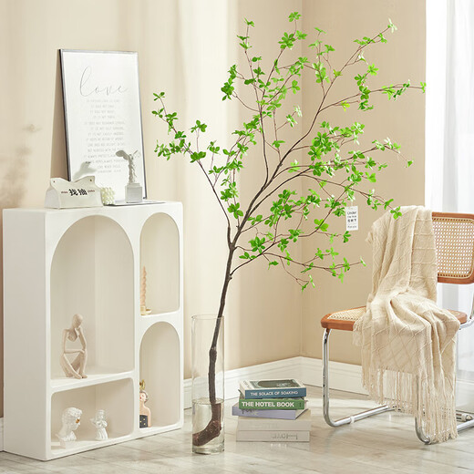 Flower e flow Nordic wind horse drunk wood simulation green plant Japanese hanging clock plant decoration fake tree indoor living room floor-standing potted ornaments A model simulation hanging clock branches