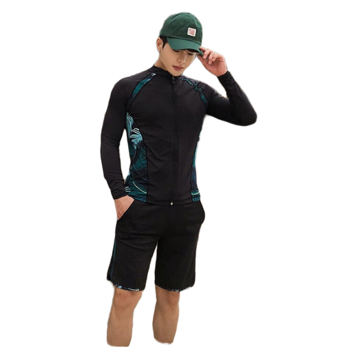 Citoor wetsuit complete set of men's and women's parent-child swimwear sun protection couple split snorkeling suit surfing suit jellyfish suit quick-drying adult-men's 3-piece set 2XL