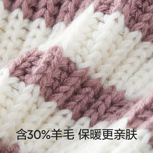 Jiao Nei 502++ Children's Hats Boys and Girls Knitted Hats Wool Warm Heating Head Protection Contrast Color Striped Wool Hat Autumn and Winter Good Luck Red and White Strips One Size One Size