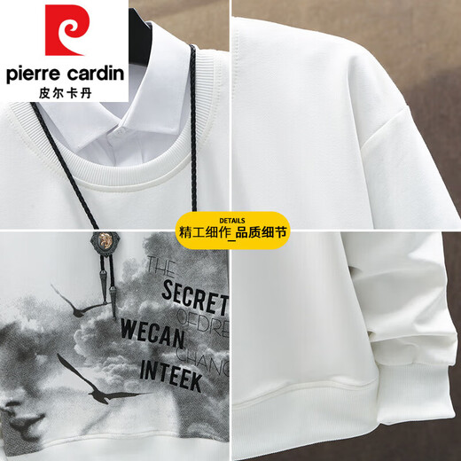 Pierre Cardin T-shirt à manches longues Sweat-shirt pour hommes Spring and Automne Hiver Nouvelle veste ronde Jack