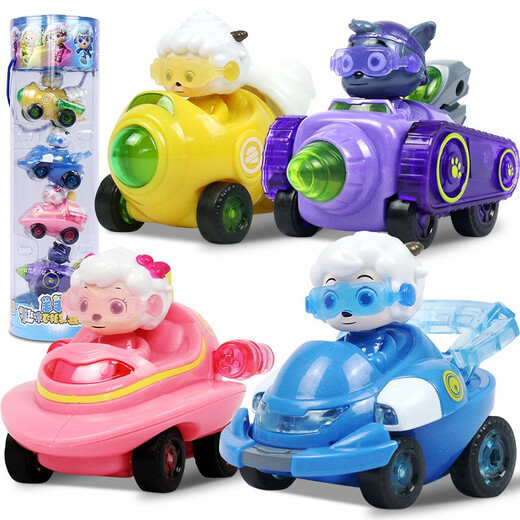 Audi Double Diamond (AULDEY) Pleasant Goat and Big Big Wolf Toy Sheep Fun Adventure Action Team Transformation Vehicle Motorcycle Toy Sheep Fun Flywheel Car Set Contains 4 Vehicles