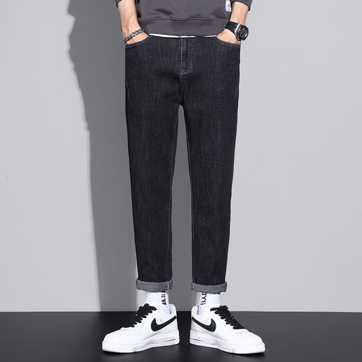 
Xiao Xueling jeans men's summer 2025 new thin pants men's trendy brand straight loose cropped pants versatile men's clothing 6621 black + 6621 black 30