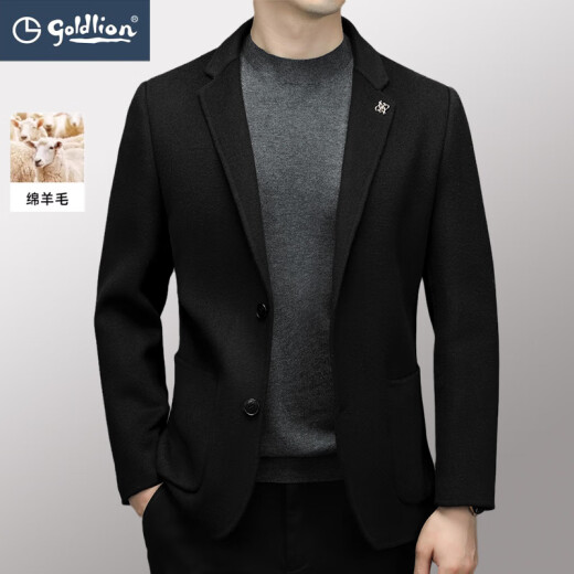 金利来羊毛西装外套男春秋商务休闲双面呢子西服中年上班便服单西 深灰色 2XL/185
