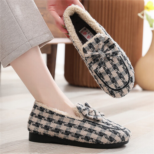 Jingrui Jingrui Wintersamt verdickte alte Peking-Stoffschuhe Winter-Baumwollschuhe Wollschuhe Einfuß warme Bohnenschuhe schwarz 866-171 38