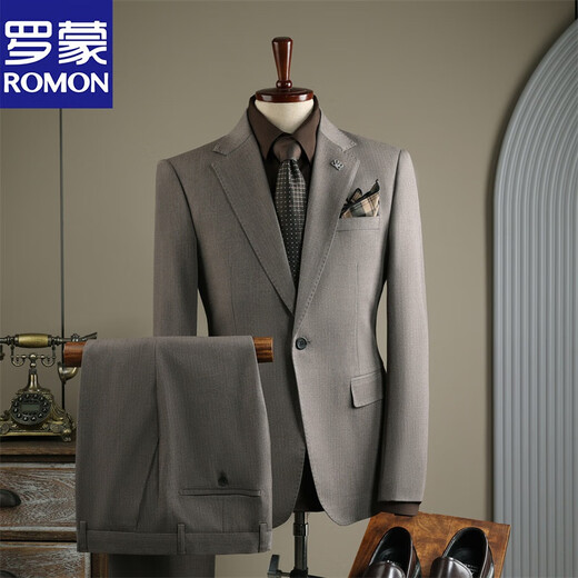 ROMON fashion striped suit suit men's business casual banquet wedding dress professional formal suit men's suit black (suit + trousers) XL 52 (125-138Jin Jin equals 0.5 kg)