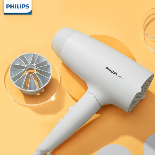 Philips (PHILIPS) hair dryer for home use, high power, constant temperature and quick drying, professional grade hair dryer for hair salons, negative ions + 2100W + 6 levels | Small flower tube white