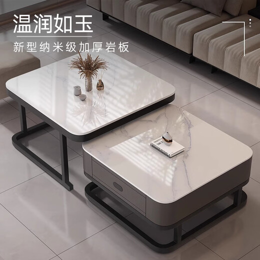 Millennium Washington coffee table slate coffee table living room light luxury high-end 2026 new home small apartment coffee table gray white gray glass