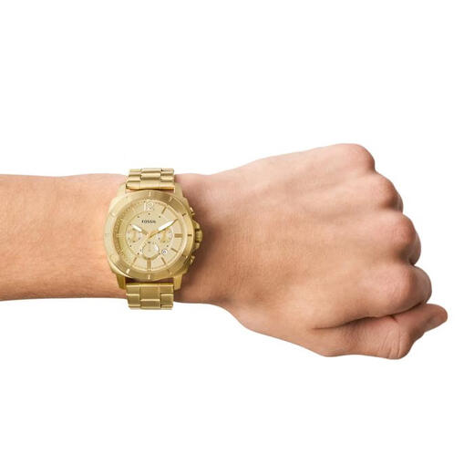 化石（Fossil）Privaeer Spr男表计时手表金色华丽不锈钢手表45mm BQ2694 os