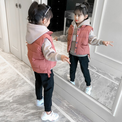 Arnita Children's Clothing Girls Suit Autumn and Winter Clothes 2020 New Children's Velvet Thickened Sweater Vest Sports Three-piece Set for Girls Fashionable Autumn and Winter Style for 3-12 Years Old Trendy Pink [Fleet Thickened] 140 Sizes [Recommended Height About 1.3 Meters]