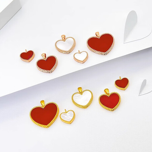 18K gold love pendant au750 rose gold colored gold gold necklace heart-shaped chain set birthday gift for girlfriend 18K gold rose gold (single pendant) 10mm red agate