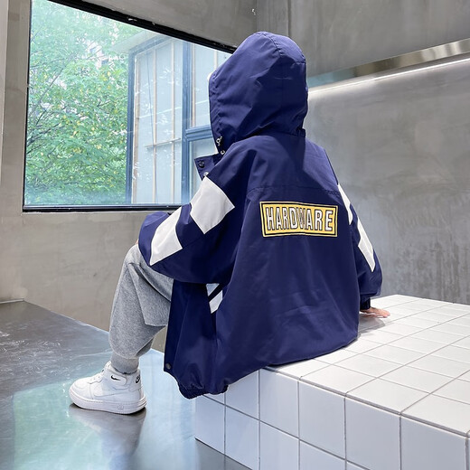 McDouble Bear Boys' Jacket Spring and Autumn New Trendy Children's Clothing Street Boys' Autumn and Winter Casual Jackets Children's Spring Clothing Navy 160