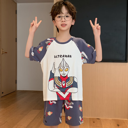 迪士尼（Disney）男童睡衣2024新款儿童纯棉夏季短袖短裤套装全棉中大童宝宝家居服 TN673 童10码(建议105-115cm)(童10码(