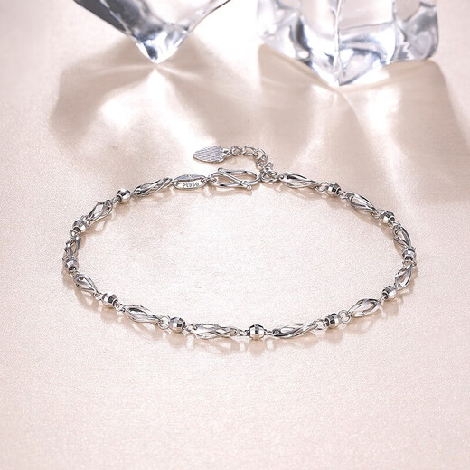 Saturday Fortune (ZLF) PT950 platinum bracelet for women, simple twisted piece, beaded bracelet, platinum bracelet, 3.52g 16cm + tail chain 2cm