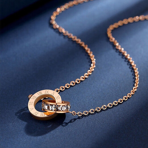 BJYL rose gold necklace for women, not easy to fade, clavicle chain, fashion jewelry, birthday gift for girlfriend, best friend, Roman ring - rose gold