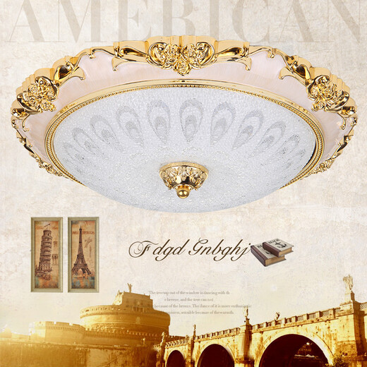 别墅大门口灯户外吸顶灯自建房大门口顶灯大门上的门灯LED欧式卧室灯简约现代客厅灯走廊过道灯阳台灯具 金30cm｜白光｜15w