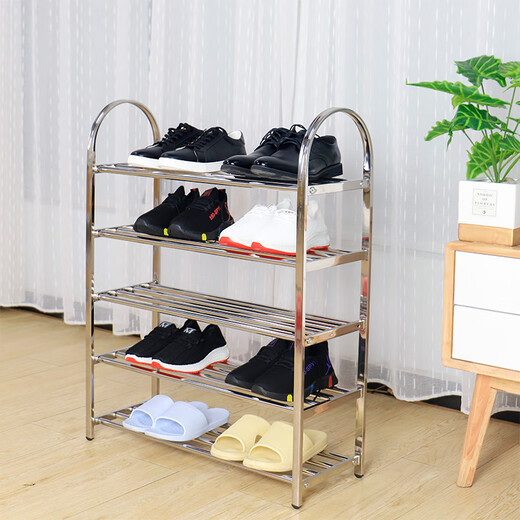 Lunar exploration stainless steel shoe rack simple home indoor good-looking dormitory door multi-layer shoe storage cabinet 2025 storage rack three layers long 45 cm (four poles)